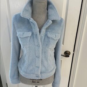 Banana Republic Light Blue Fuzzy Trucker jacket Size M